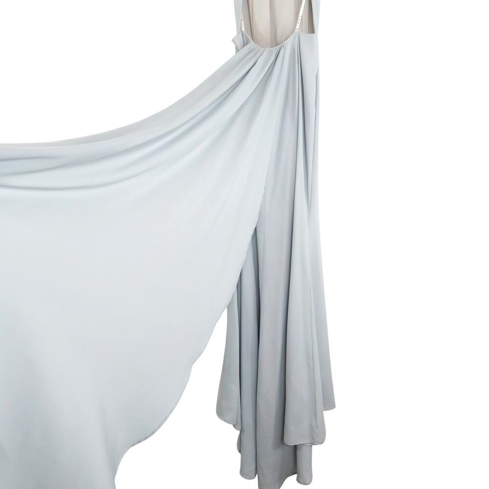 Jarlo Soft Gray Long High Neck Open Back Maxi Dress Bridal Gown Size 14 - Picture 5 of 8